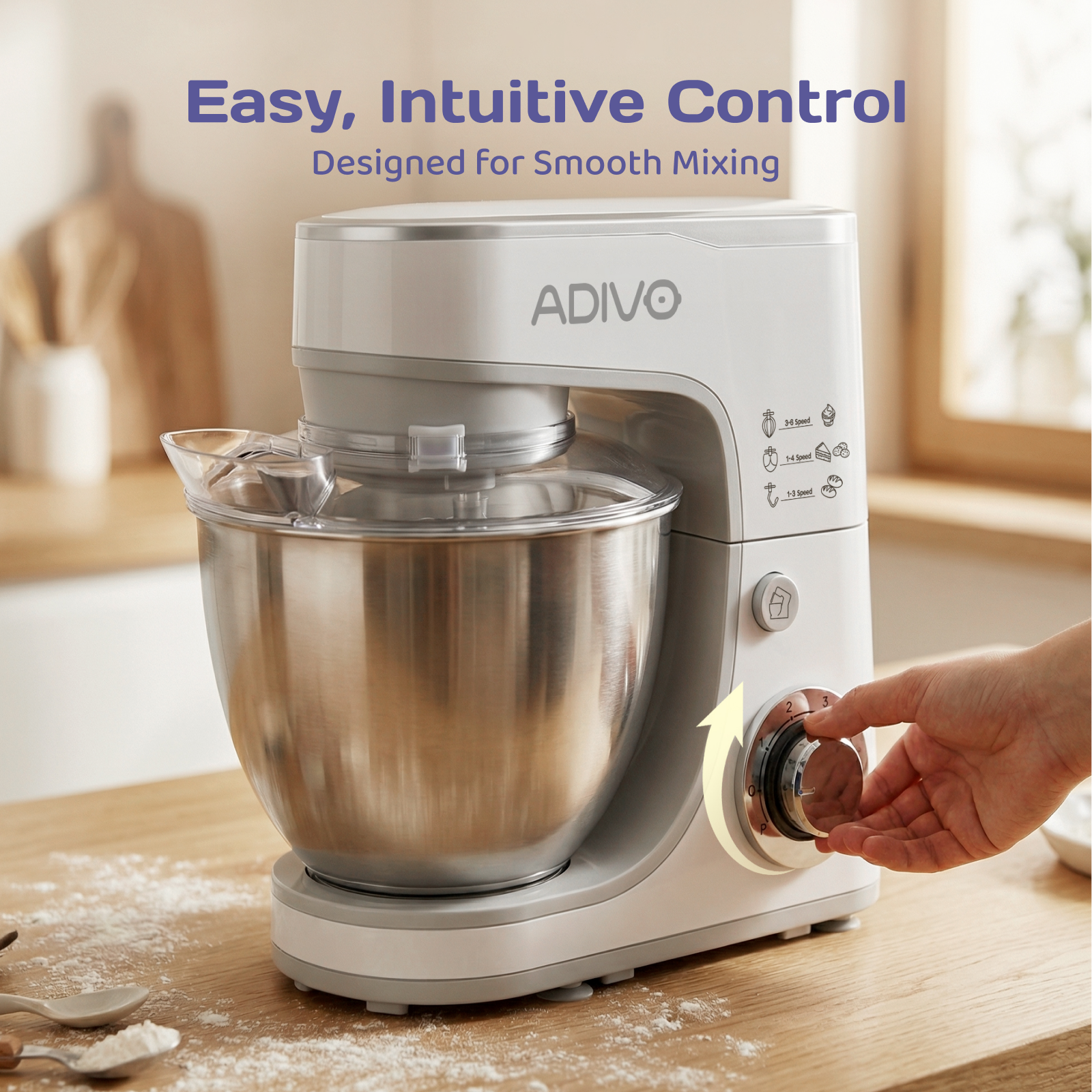 Adivo 1300W 5L Stand Mixer – Grey – Image 5