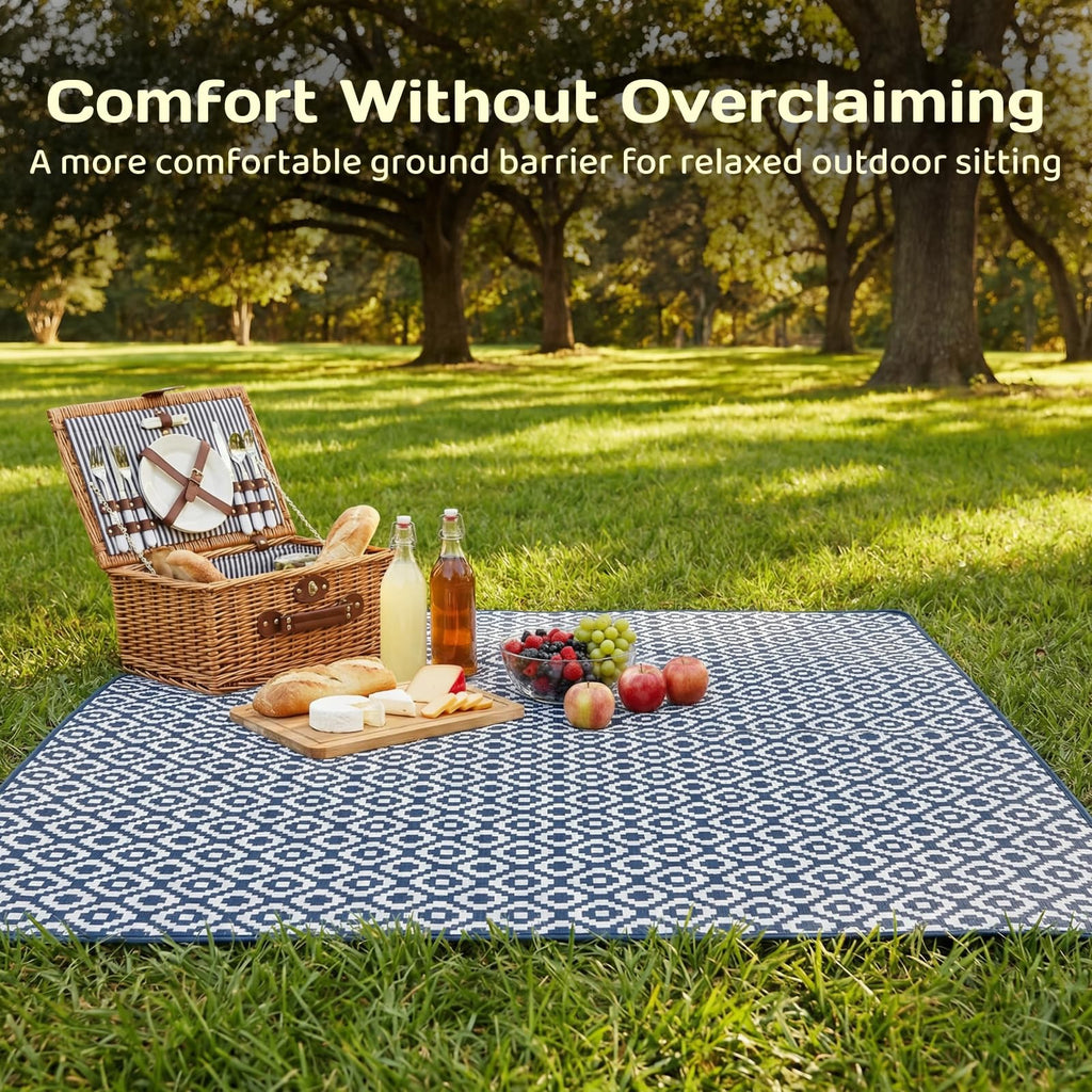 Adivo waterproof geometric picnic blanket – Blue Geometric, 150 × 200 cm, view 7