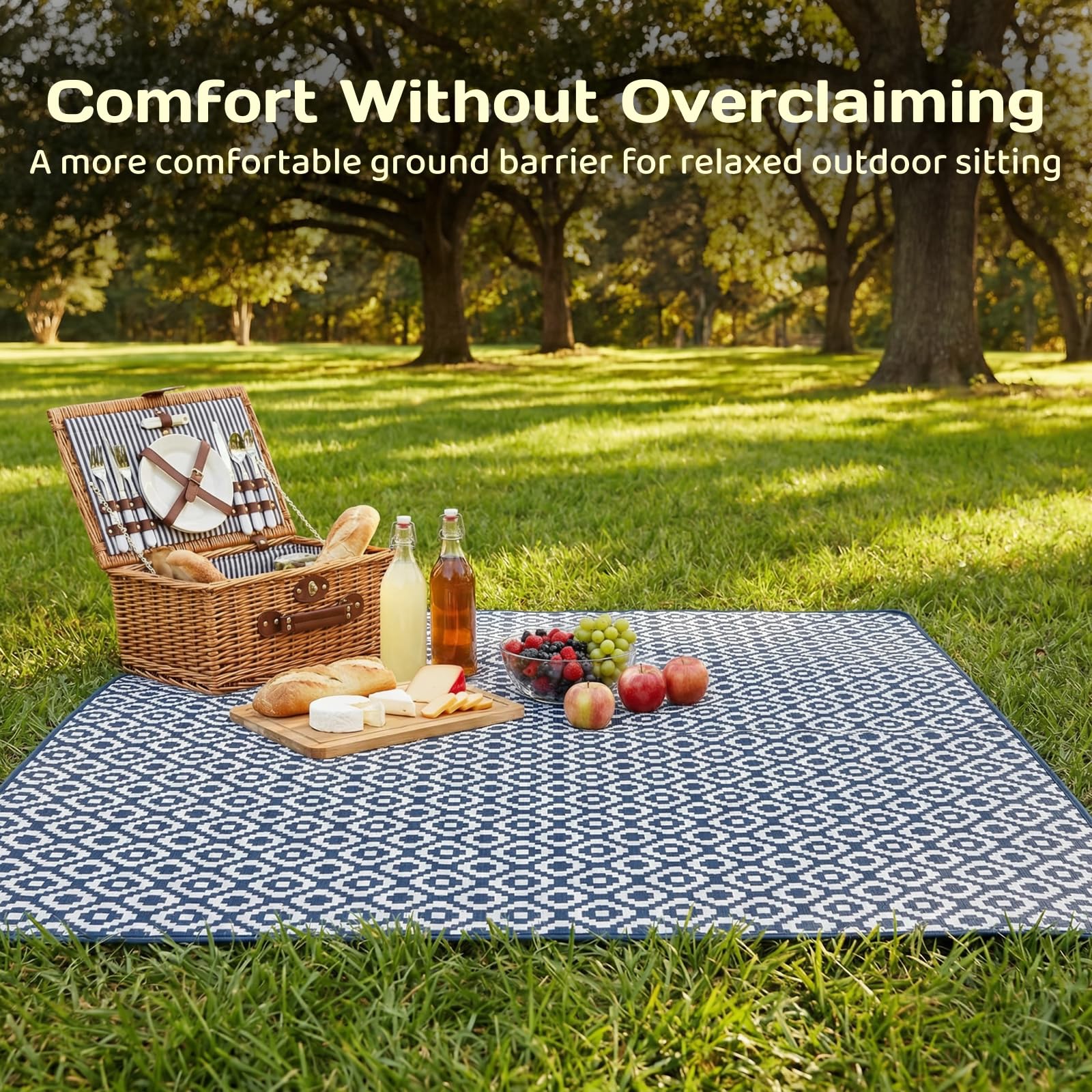 Adivo waterproof geometric picnic blanket – Blue Geometric, 150 × 200 cm, view 7