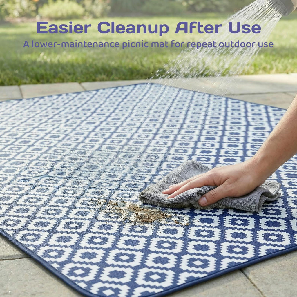Adivo waterproof geometric picnic blanket – Blue Geometric, 200 × 200 cm, view 5