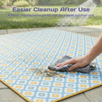 Adivo waterproof geometric picnic blanket – Blue & Yellow Geometric, 200 × 200 cm, view 5