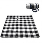 Adivo waterproof tartan picnic blanket – Black & Grey Tartan, 150 × 200 cm