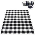 Adivo waterproof tartan picnic blanket – Black & Grey Tartan, 200 × 200 cm