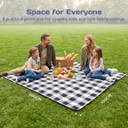 Adivo waterproof tartan picnic blanket – Black & Grey Tartan, 200 × 200 cm, view 3