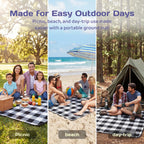 Adivo waterproof tartan picnic blanket – Black & Grey Tartan, 200 × 200 cm, view 6