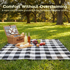 Adivo waterproof tartan picnic blanket – Black & Grey Tartan, 200 × 200 cm, view 7