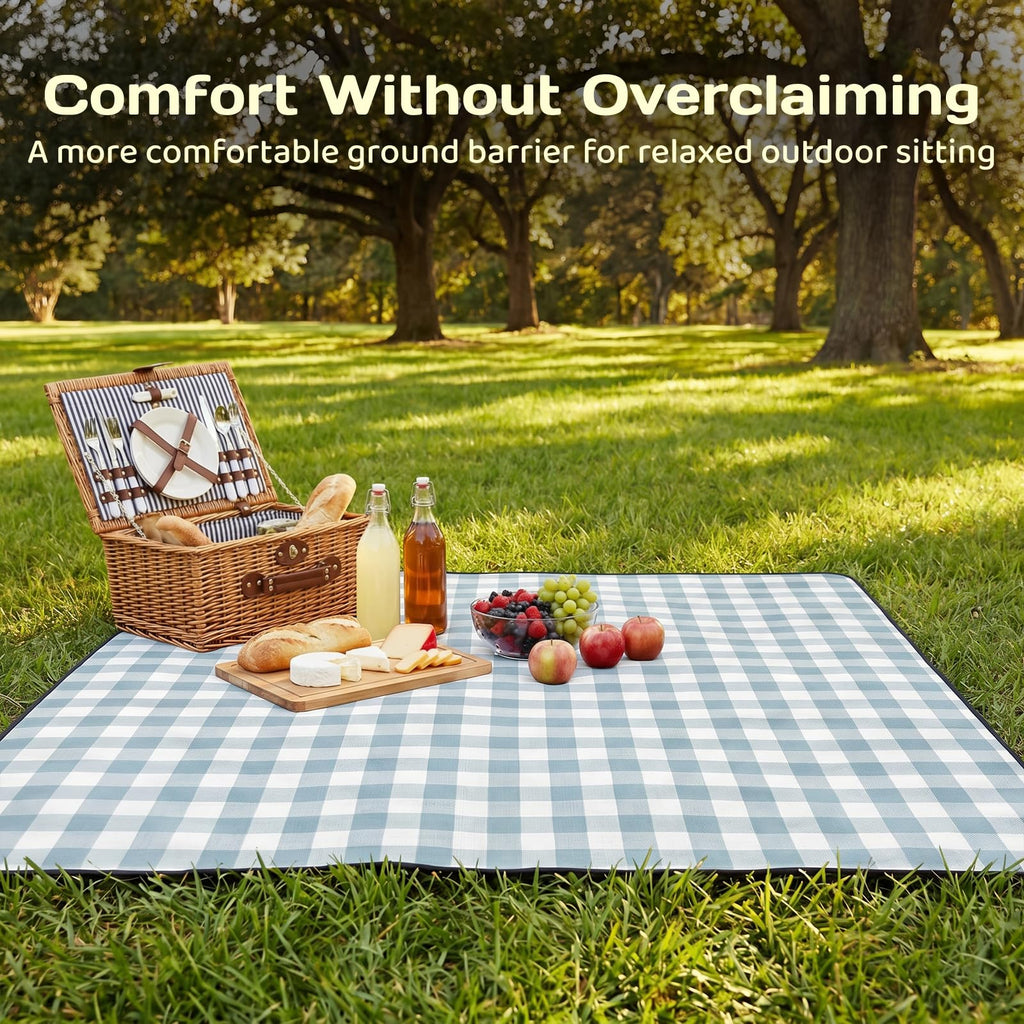 Adivo waterproof tartan picnic blanket – Blue Tartan, 200 × 200 cm, view 7