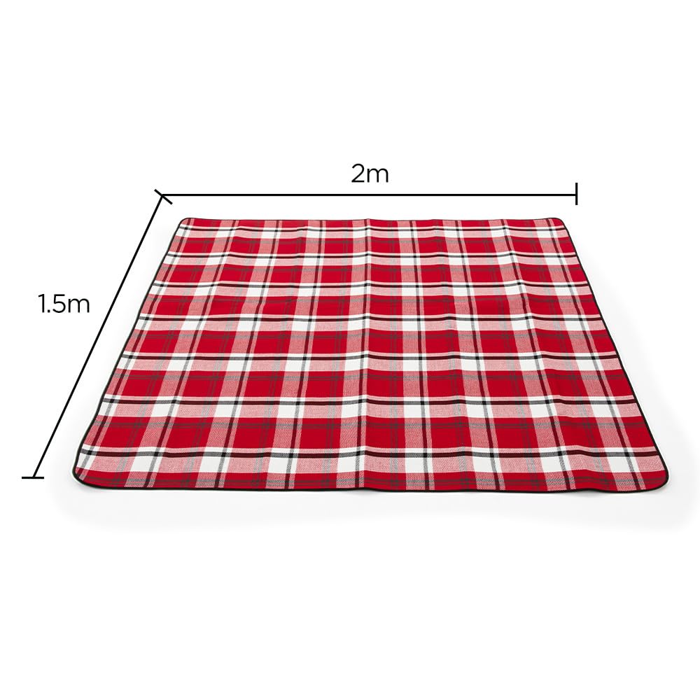 Adivo waterproof tartan picnic blanket – Red Tartan, 150 × 200 cm, view 2