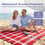 Adivo waterproof tartan picnic blanket – Red Tartan, 200 × 200 cm, view 2