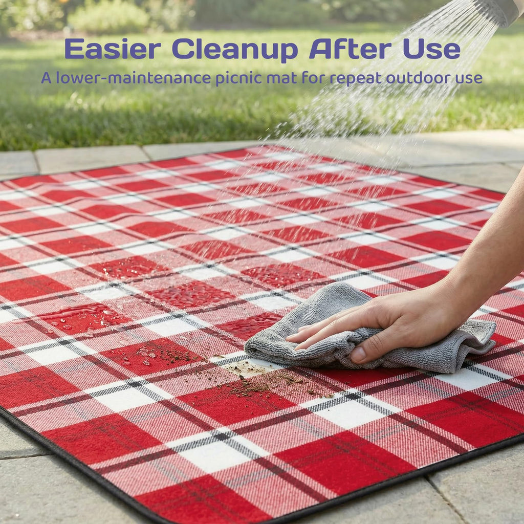 Adivo waterproof tartan picnic blanket – Red Tartan, 200 × 300 cm, view 5