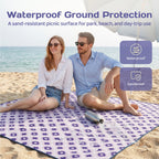 Adivo waterproof geometric picnic blanket – Purple Geometric, 200 × 200 cm, view 2