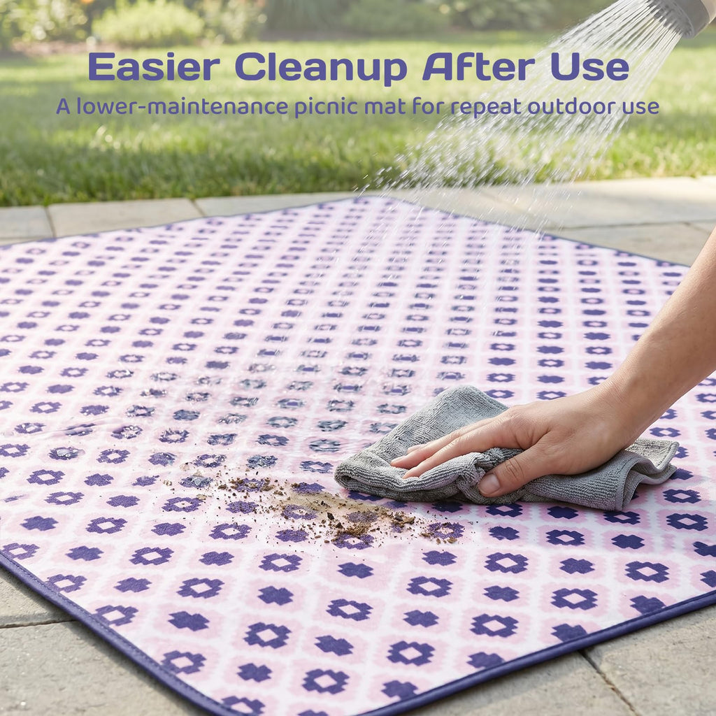 Adivo waterproof geometric picnic blanket – Purple Geometric, 200 × 200 cm, view 5