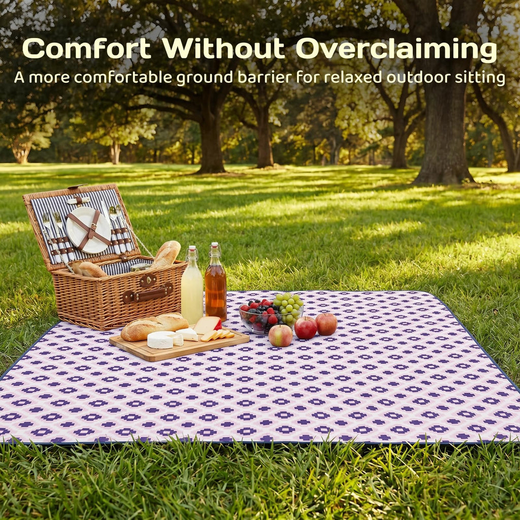 Adivo waterproof geometric picnic blanket – Purple Geometric, 200 × 200 cm, view 7