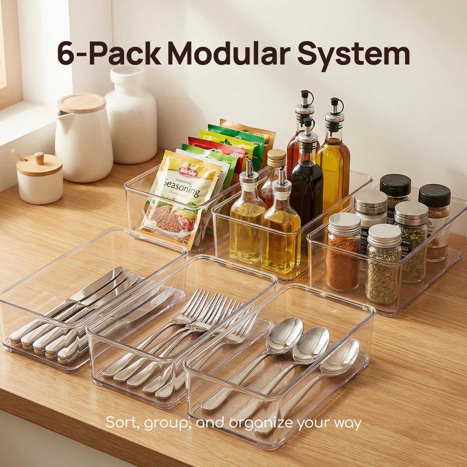 Viviendo Clear Storage Boxes – 6 Pack, view 6