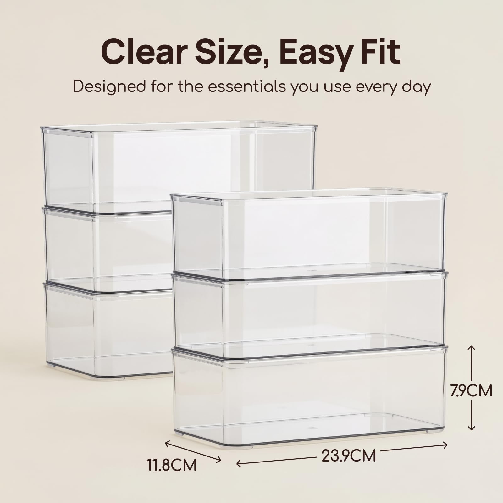 Viviendo Clear Storage Boxes – 6 Pack, view 8