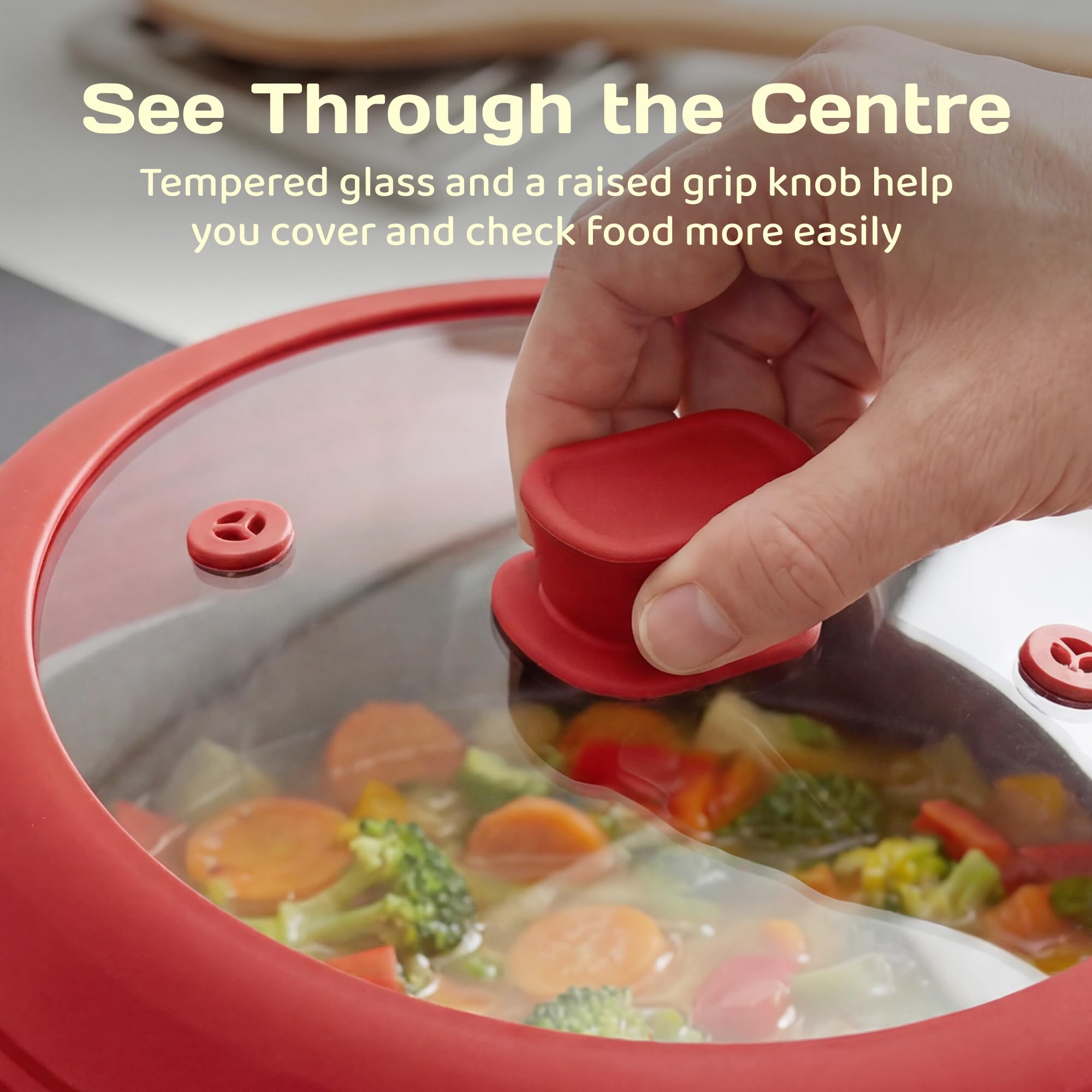 Adivo Collapsible Silicone Splatter Guard – Red / Small, view 4