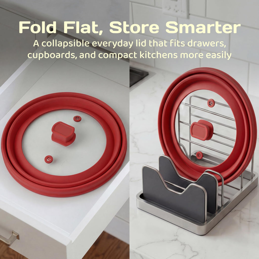 Adivo Collapsible Silicone Splatter Guard – Red / Small, view 8