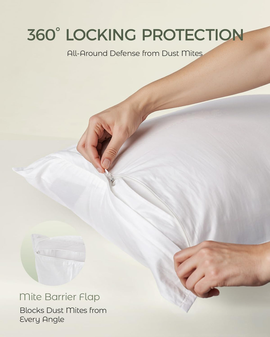 Faunna Cotton Zippered Pillow Protectors – 2 Pack – Standard, view 3