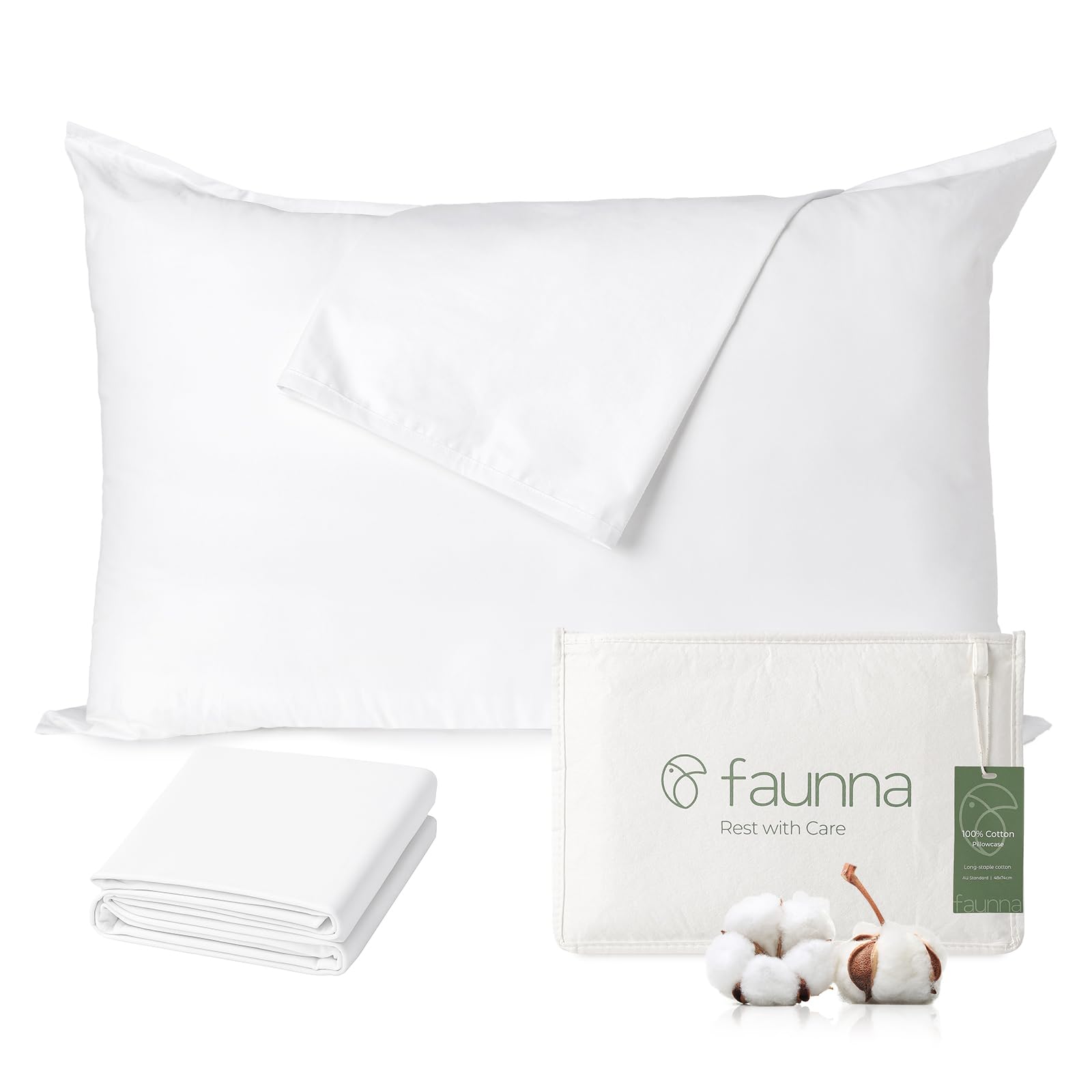 Faunna Cotton Zippered Pillow Protectors – 2 Pack – King