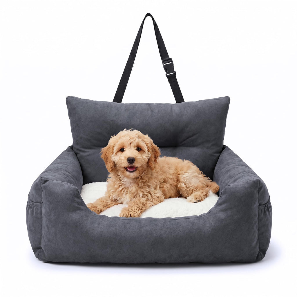 Furry Much Dog Car Booster Seat – Grey – Dark Grey