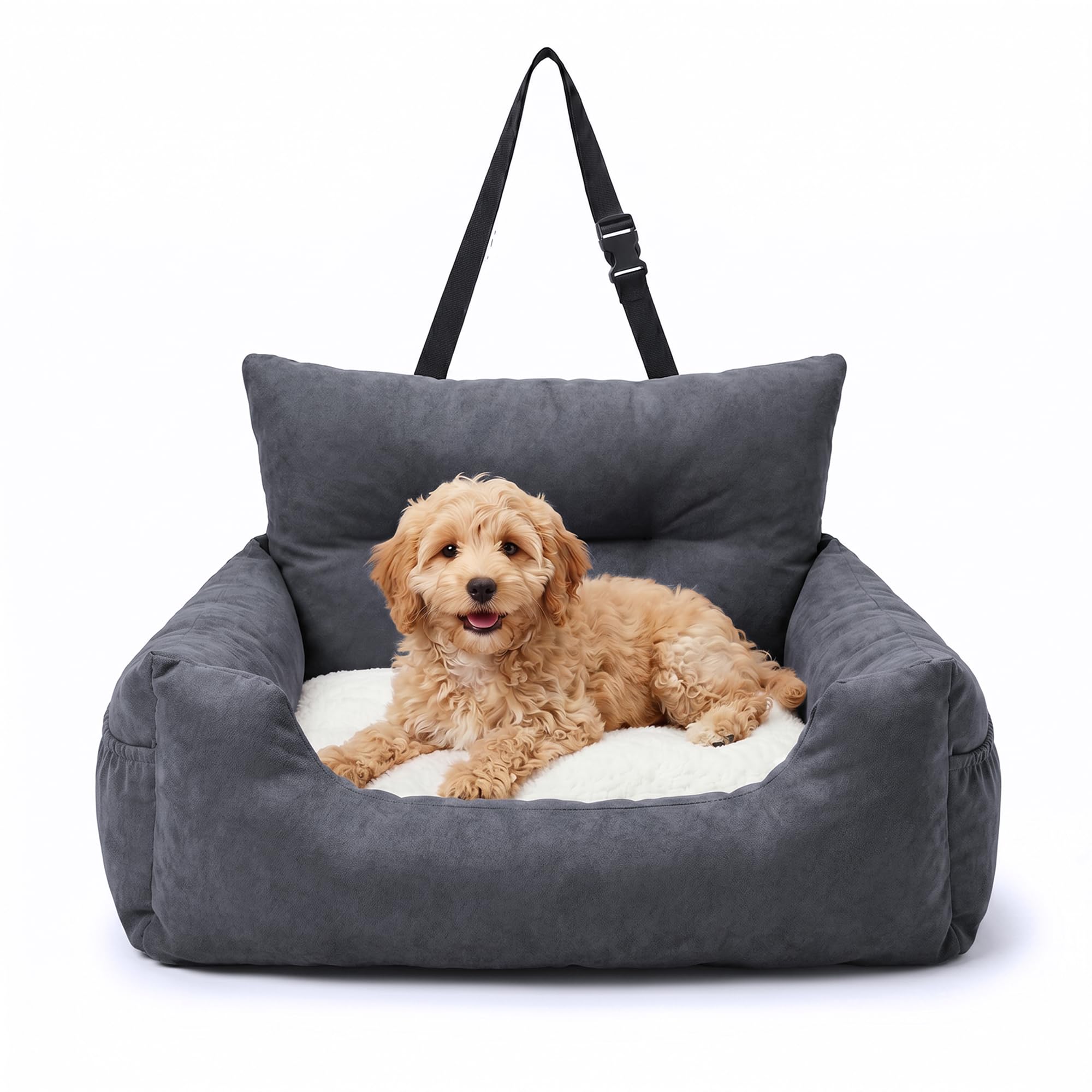 Furry Much Dog Car Booster Seat – Grey – Dark Grey