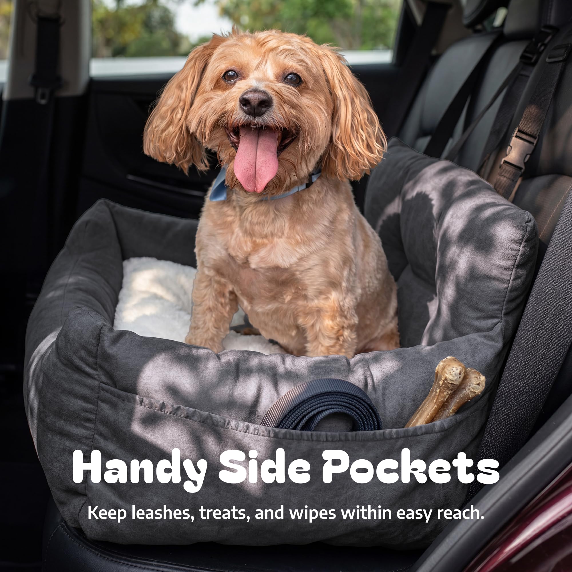 Furry Much Dog Car Booster Seat – Grey – Dark Grey, view 4