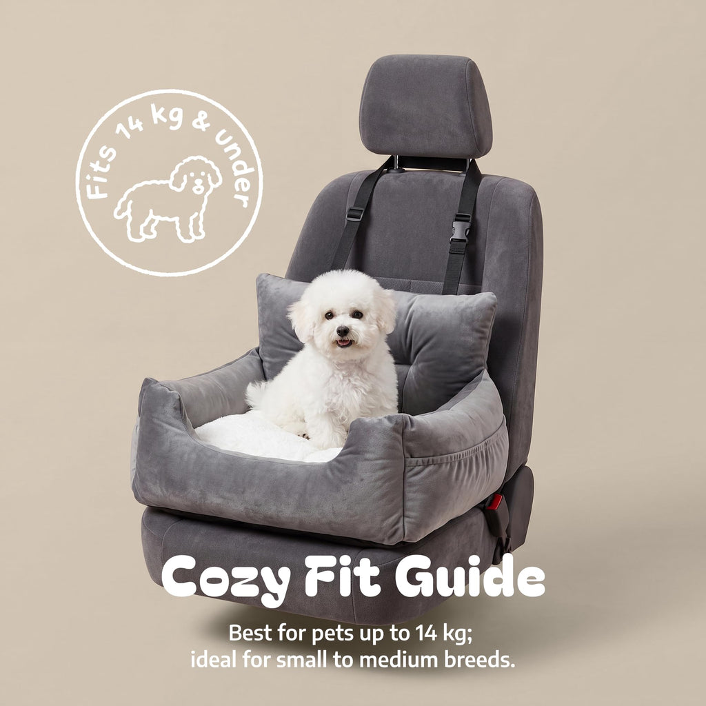 Furry Much Dog Car Booster Seat – Grey – Light Grey, view 3