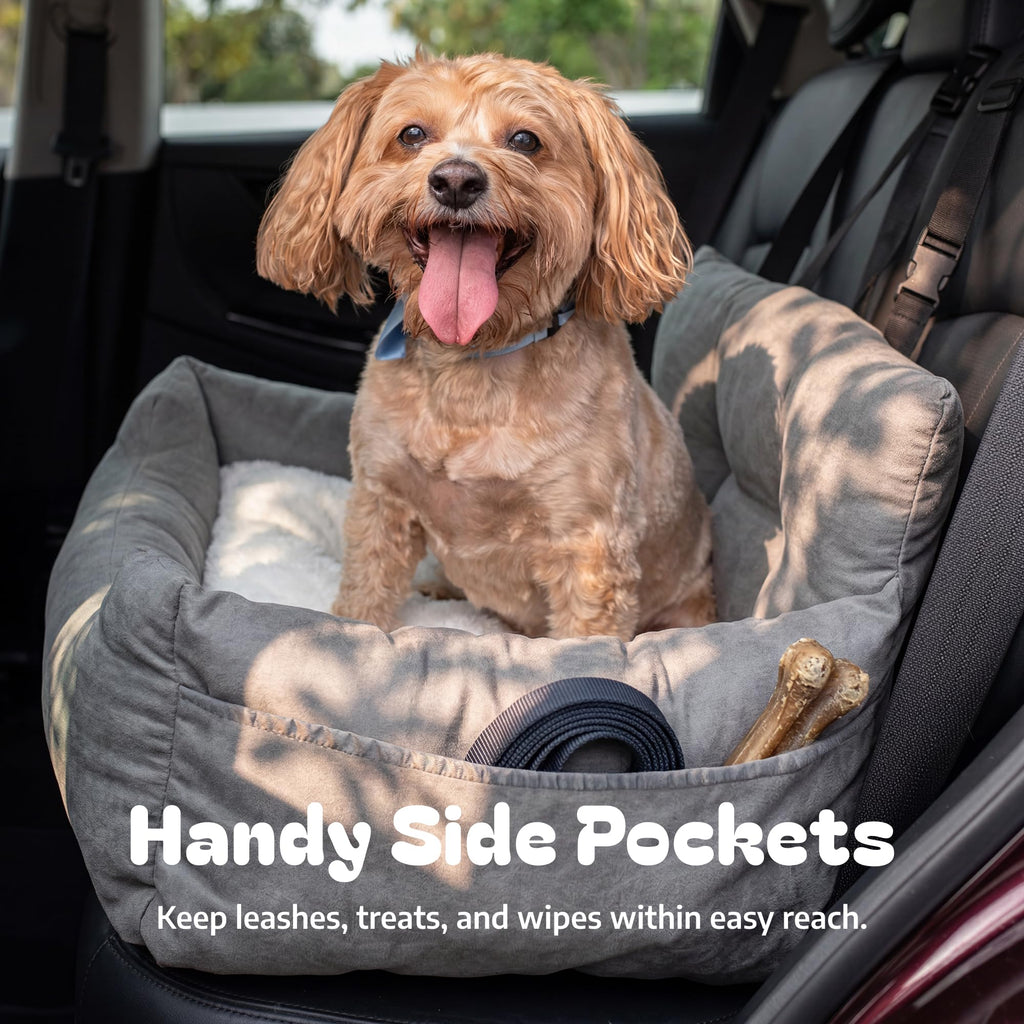 Furry Much Dog Car Booster Seat – Grey – Light Grey, view 4