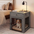Viviendo Dog Crate End Table with Mat and Charging Station – Grey, view 2