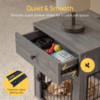 Viviendo Dog Crate End Table with Mat and Charging Station – Grey, view 7