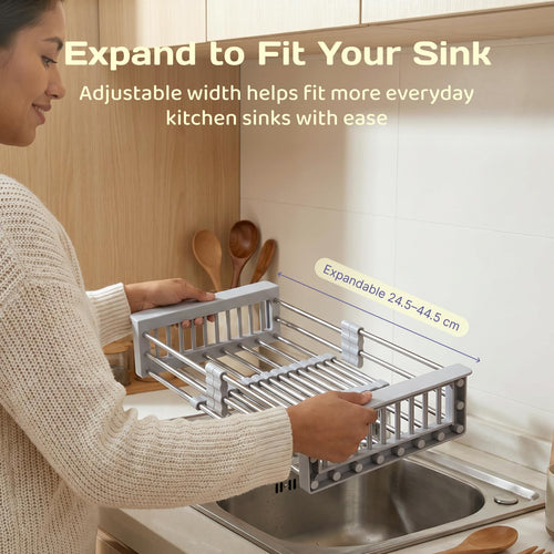 Adivo Expandable Over-Sink Dish Rack – Grey, view 2