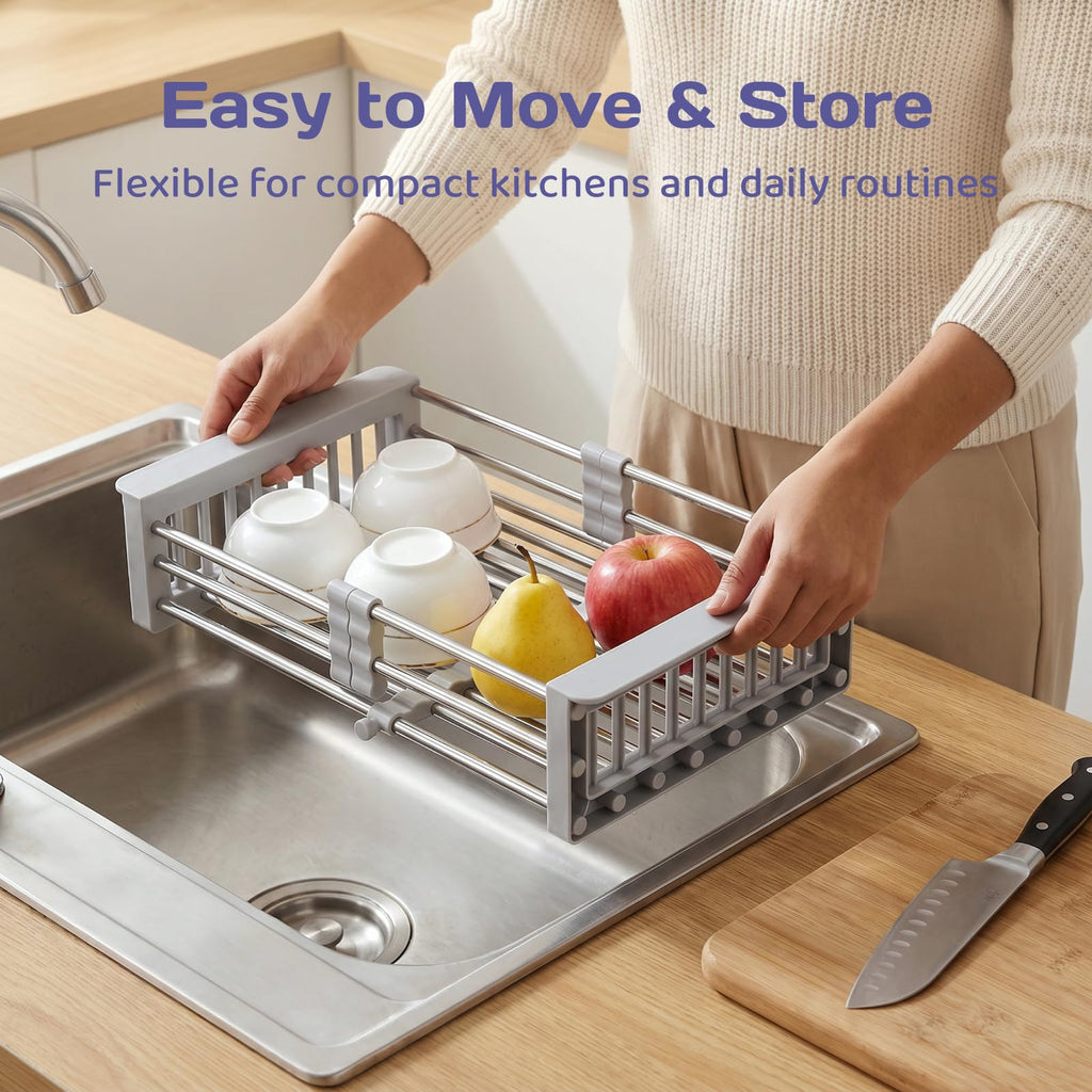 Adivo Expandable Over-Sink Dish Rack – Grey, view 7