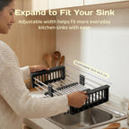 Adivo Expandable Over-Sink Dish Rack – Black, view 2