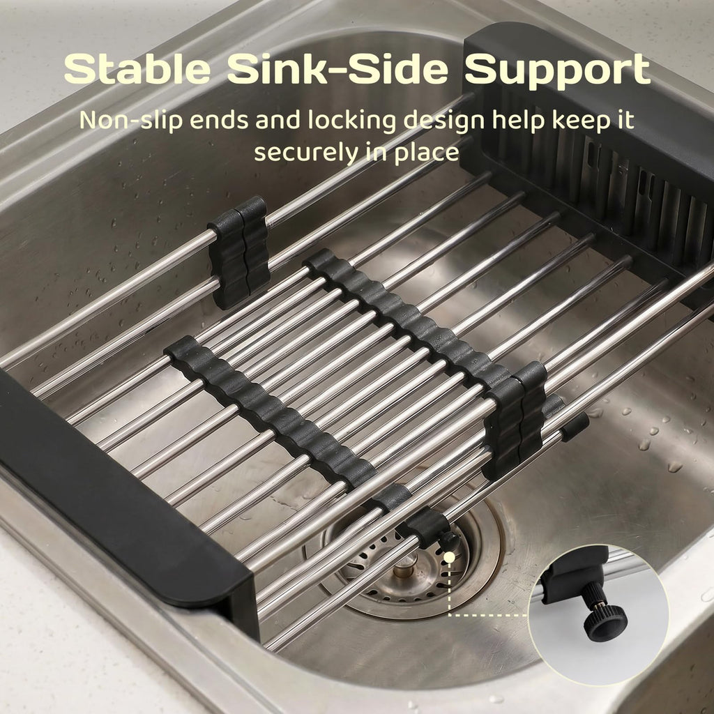 Adivo Expandable Over-Sink Dish Rack – Black, view 6