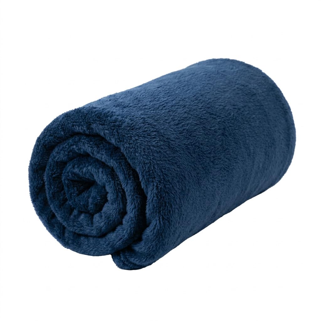 Faunna Navy Fleece Throw Blanket – 120 × 150 cm