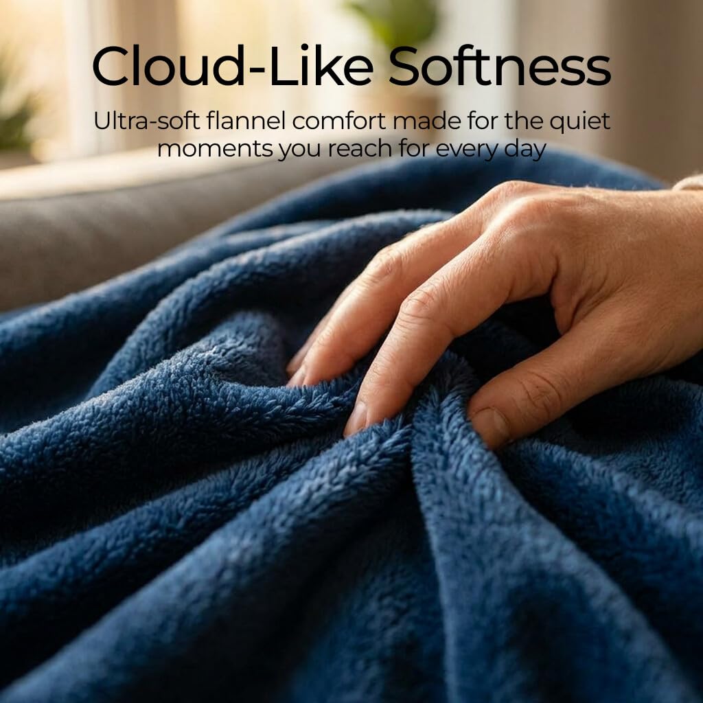 Faunna Navy Fleece Throw Blanket – 120 × 150 cm, view 2