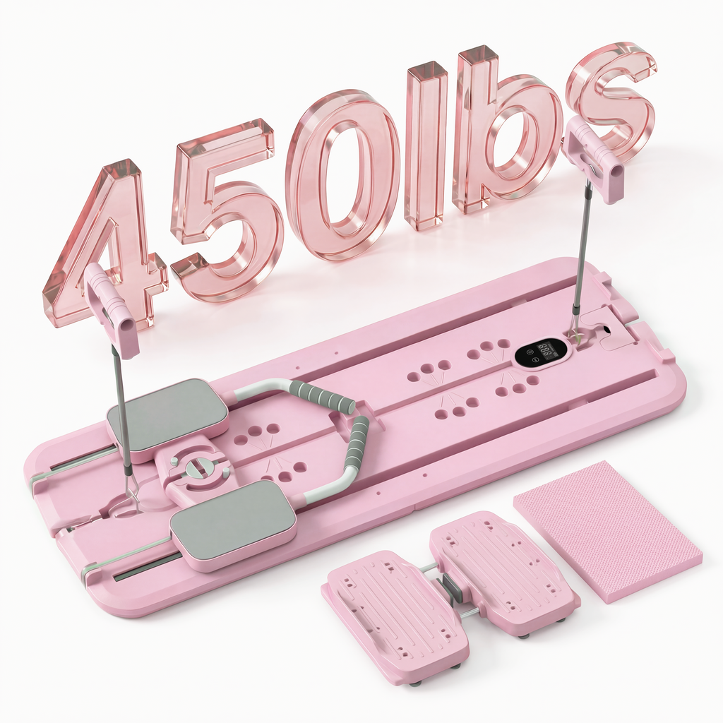 MaxU Foldable Pilates Reformer Board with Counter – Pink