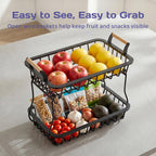 Adivo 2-Tier Metal Fruit Basket with Handle – Black, view 5