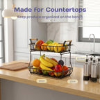 Adivo 2-Tier Metal Fruit Basket with Handle – Black, view 6