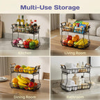 Adivo 2-Tier Metal Fruit Basket with Handle – Black, view 7