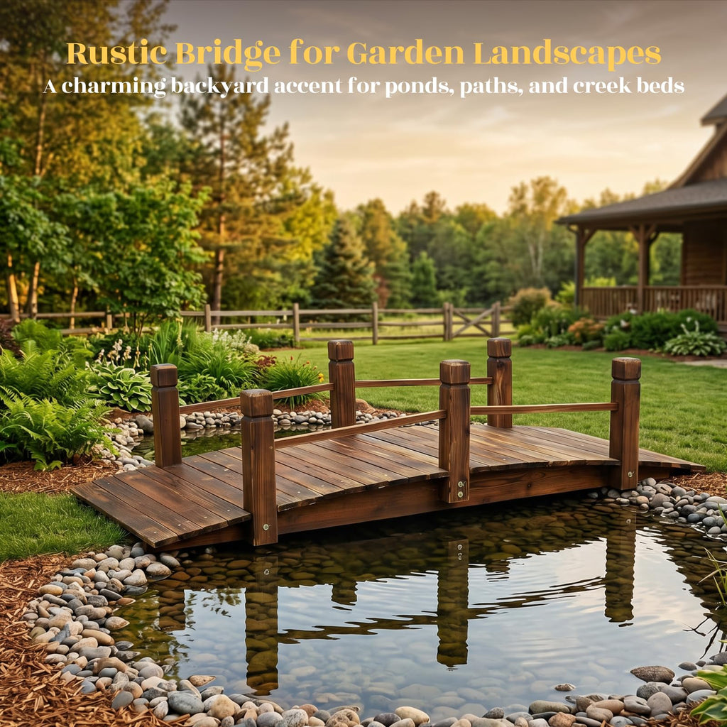 Hortikraft 160 cm Wooden Garden Bridge, view 2