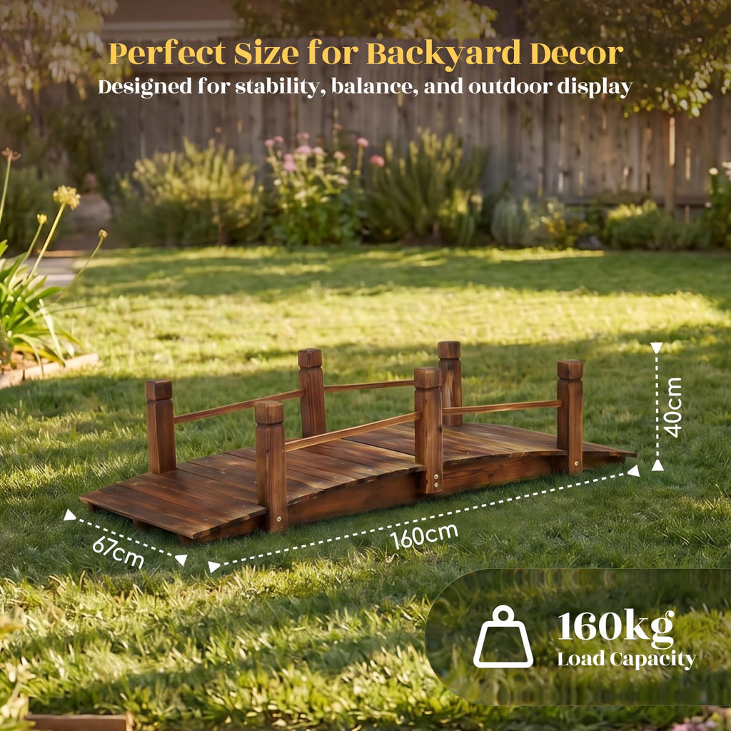 Hortikraft 160 cm Wooden Garden Bridge, view 3