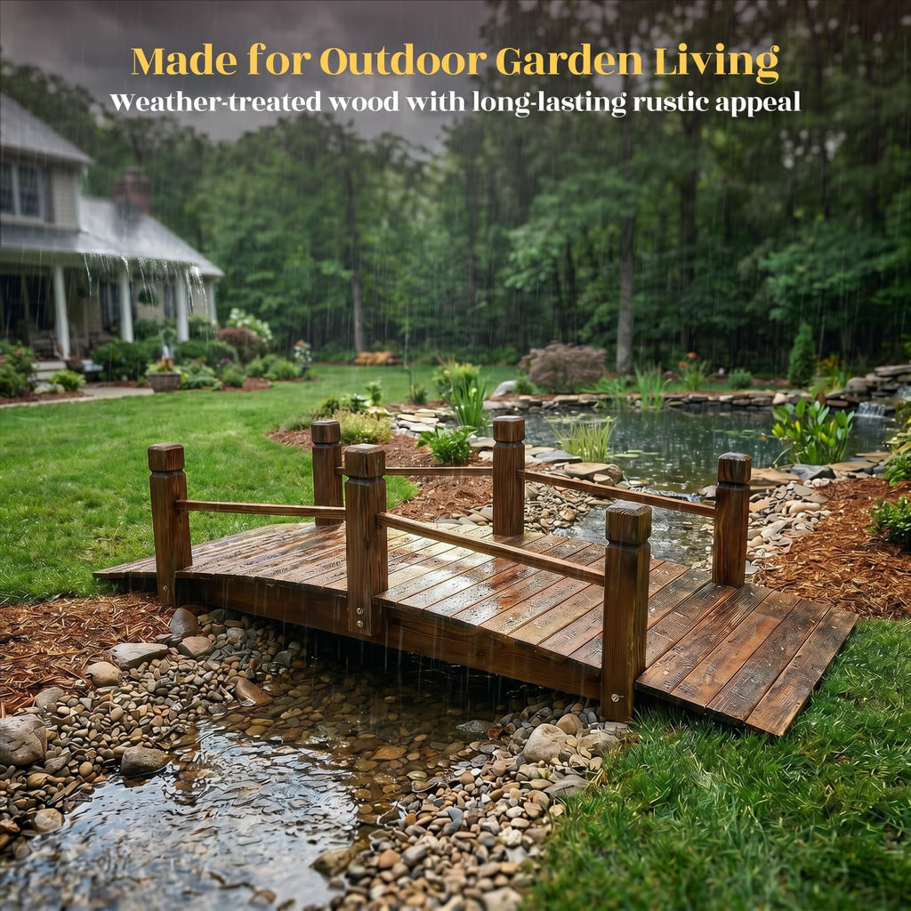 Hortikraft 160 cm Wooden Garden Bridge, view 6