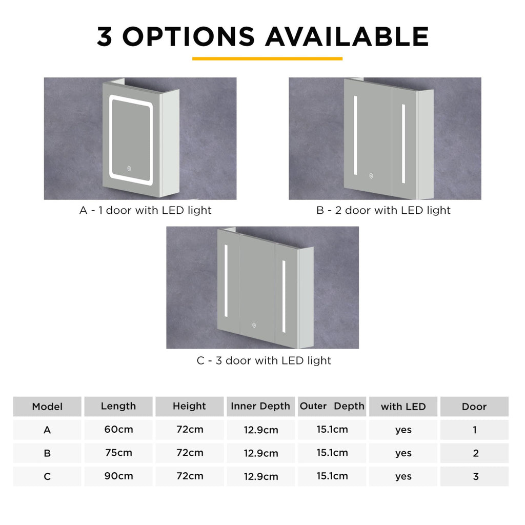 Viviendo LED Bathroom Mirror Cabinet – 750mm, view 3