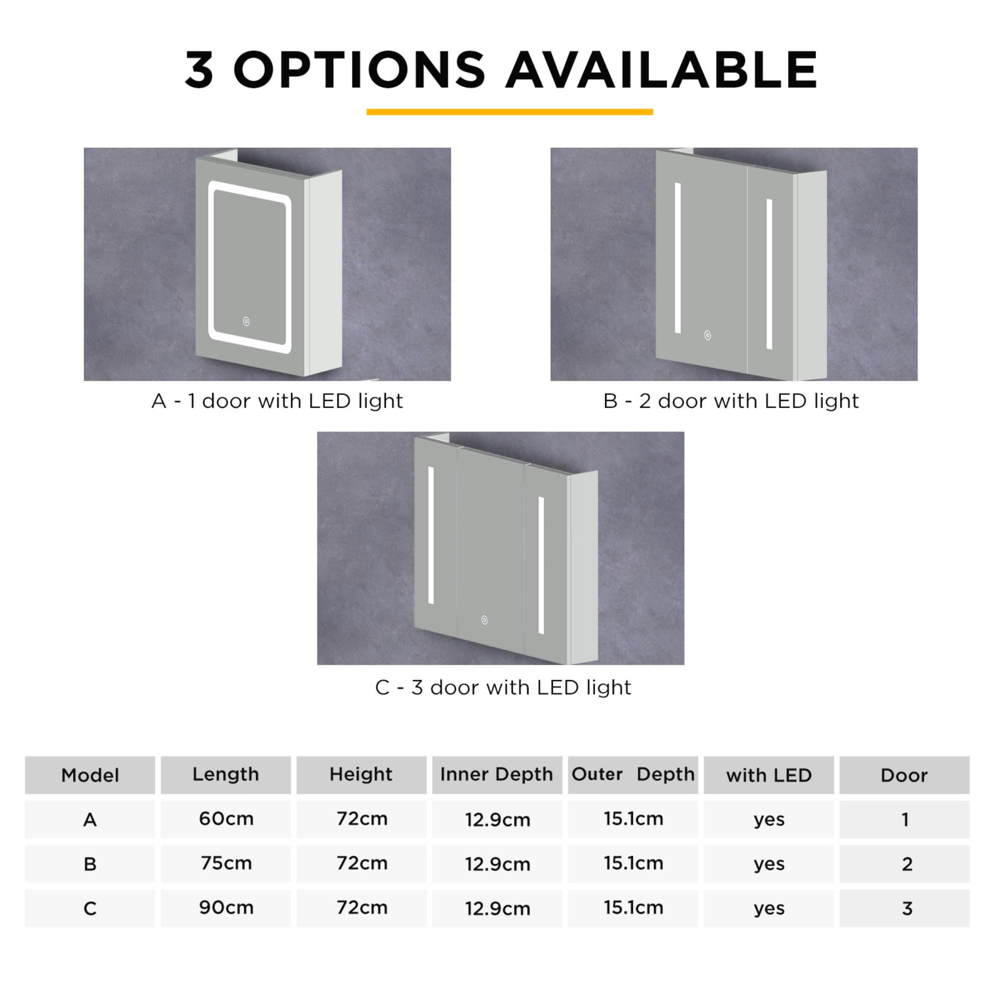 Viviendo LED Bathroom Mirror Cabinet – 750mm, view 3