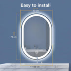 Viviendo 50 × 75 cm Oval LED Bathroom Mirror – 75 cm Oval, view 2