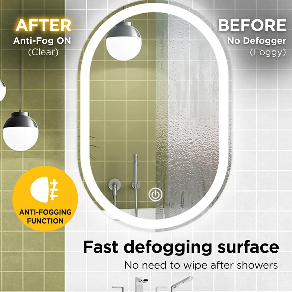 Viviendo 50 × 75 cm Oval LED Bathroom Mirror – 75 cm Oval, view 5
