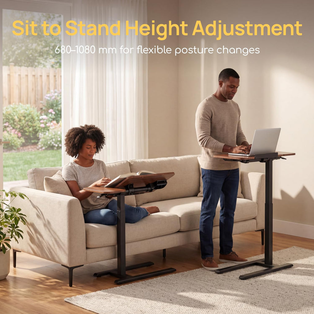 Viviendo Height-Adjustable Overbed Table with Tilting Top – Brown, view 2