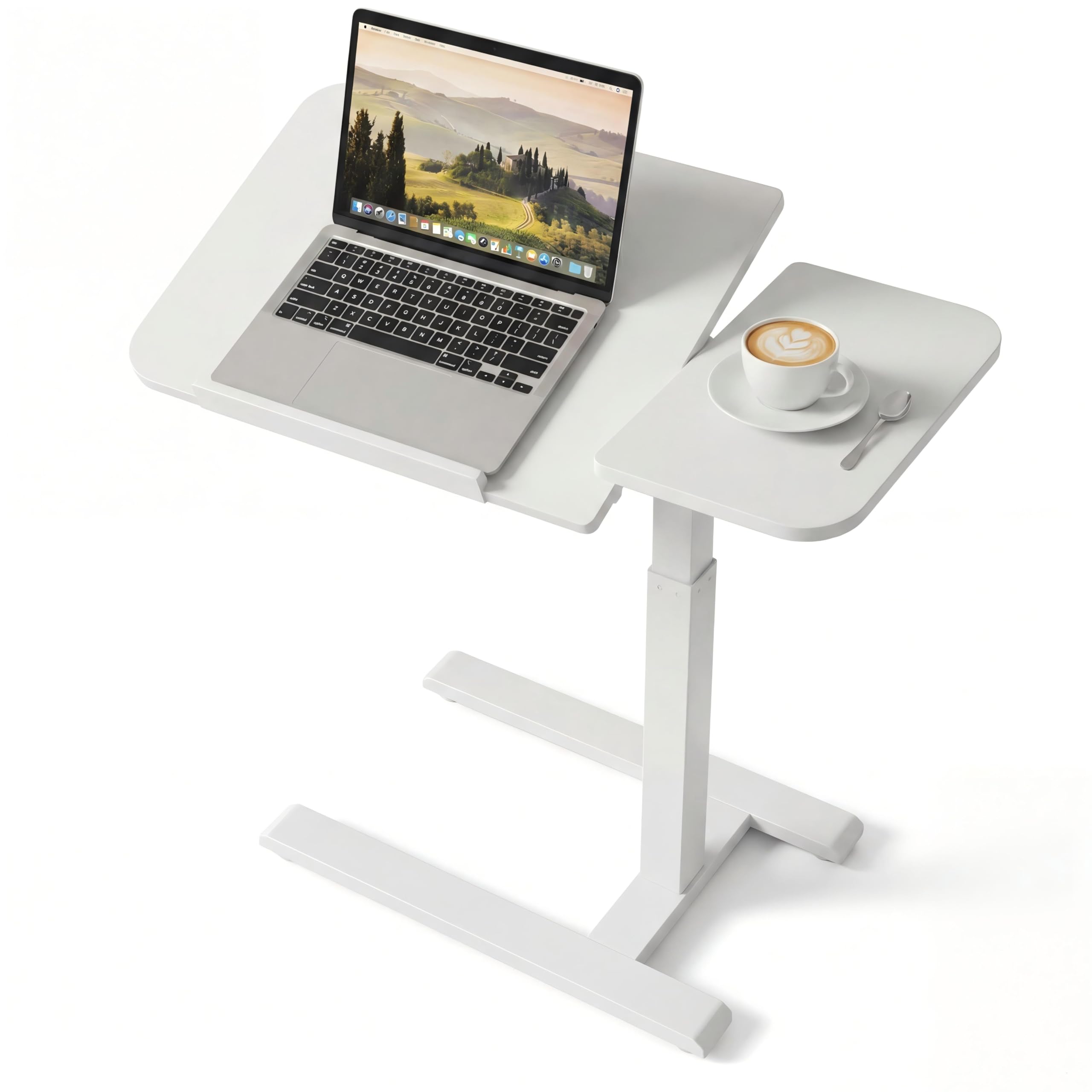Viviendo Height-Adjustable Overbed Table with Tilting Top – White