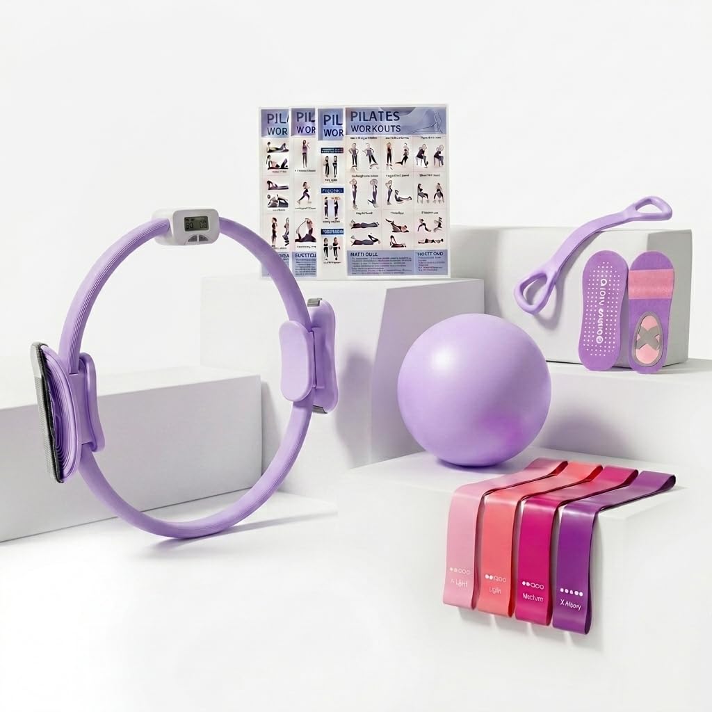 MaxU Pilates Ring Set with Counter and Timer – Purple, view 2